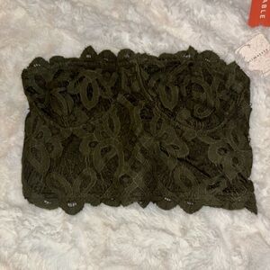 Lace Bandeau Top in Olive Green